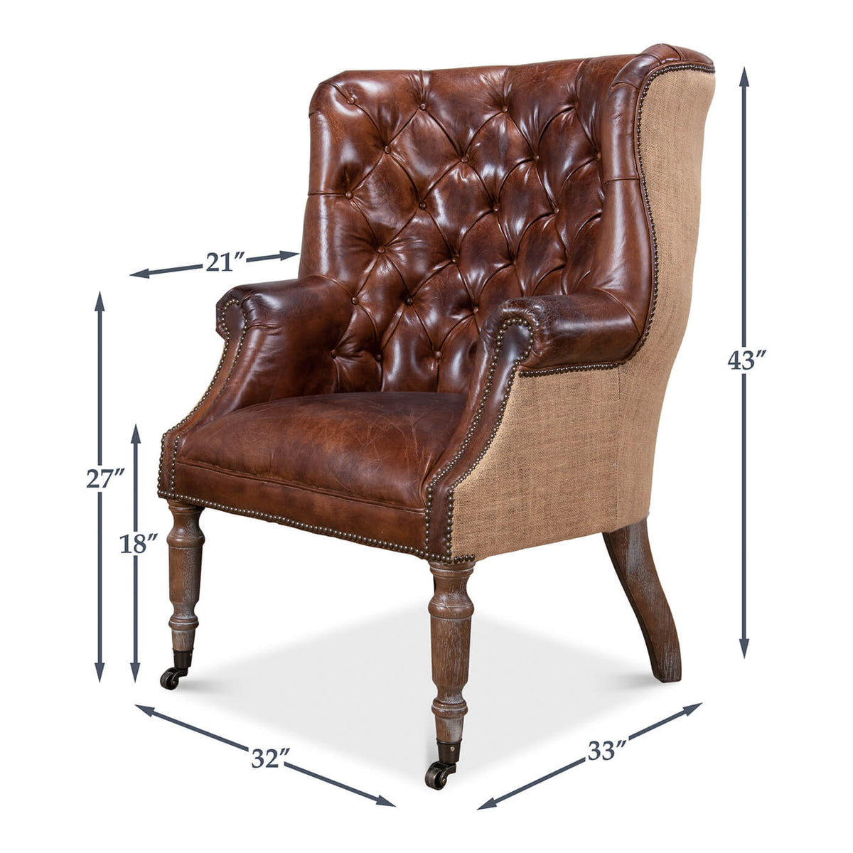 Georgian Barrel Back Jute Wingchair - English Georgian America
