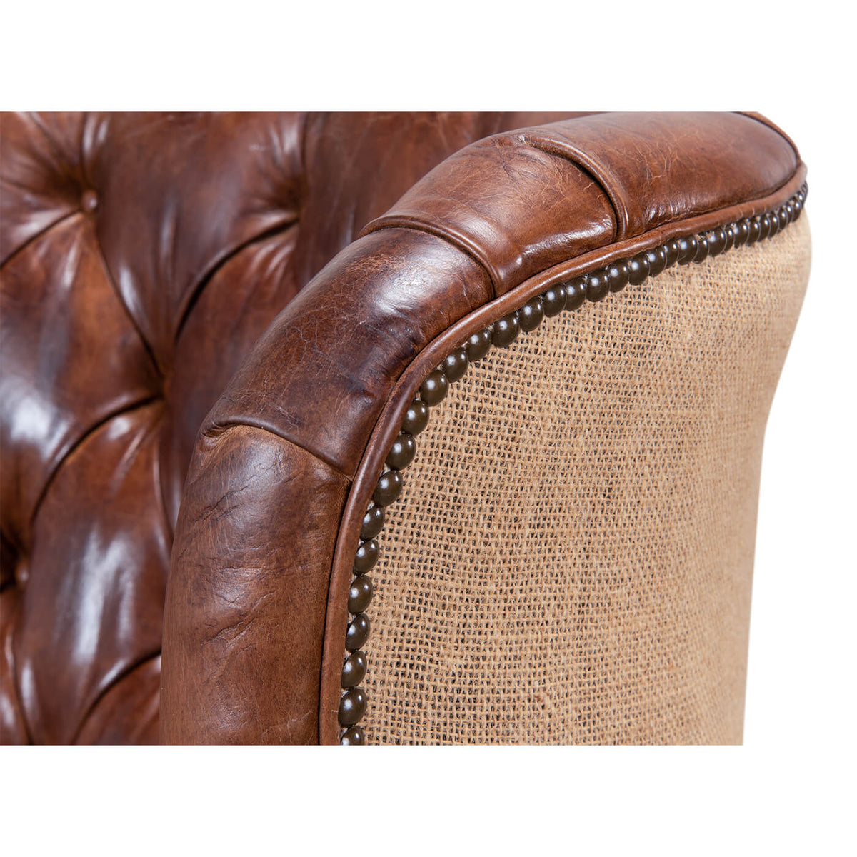 Georgian Barrel Back Jute Wingchair - English Georgian America