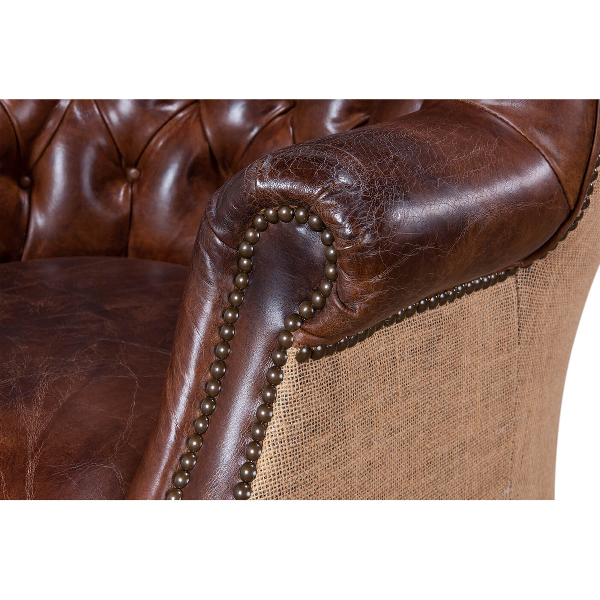 Georgian Barrel Back Jute Wingchair - English Georgian America