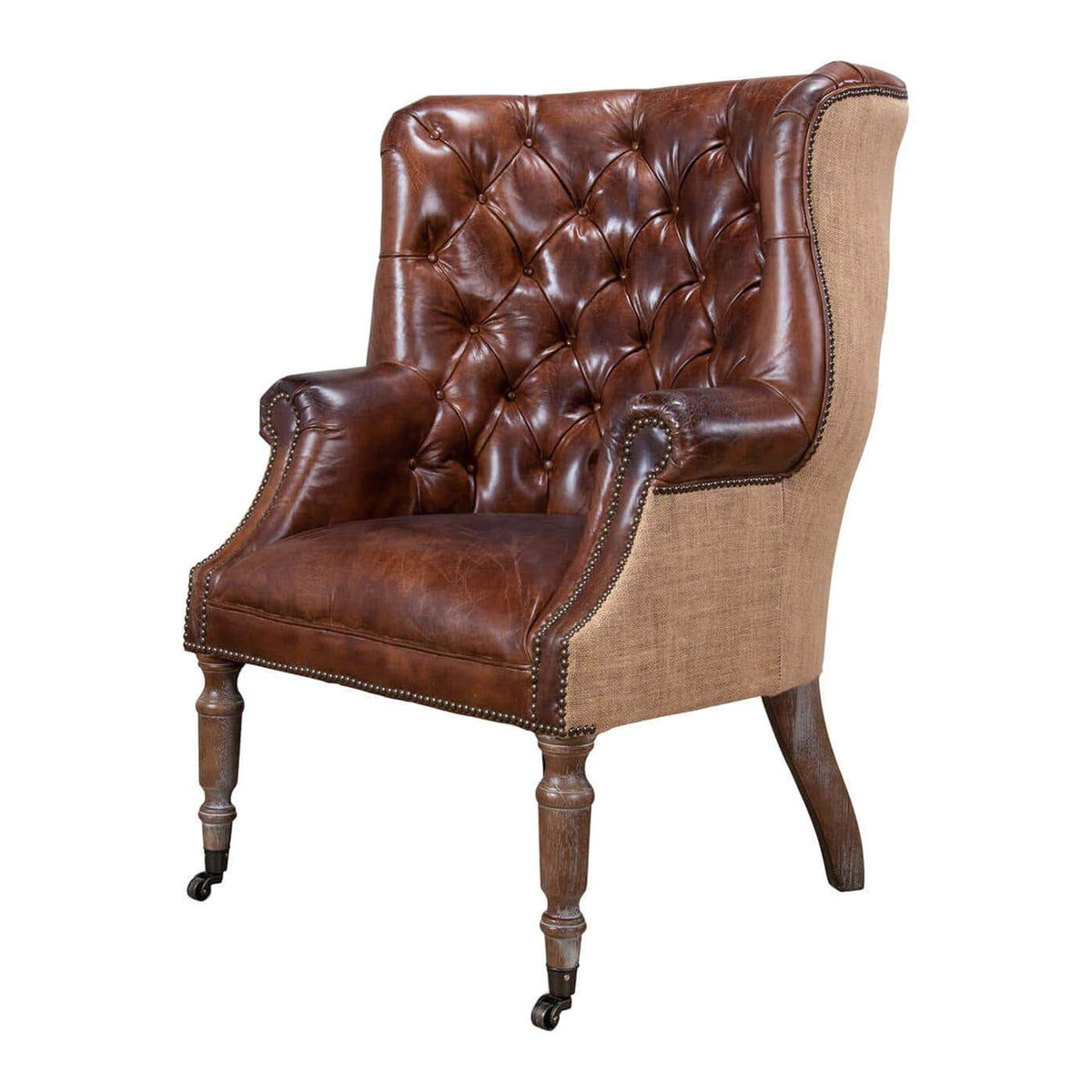 Georgian Barrel Back Jute Wingchair - English Georgian America