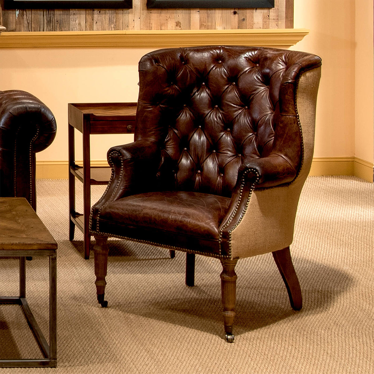Georgian Barrel Back Jute Wingchair - English Georgian America