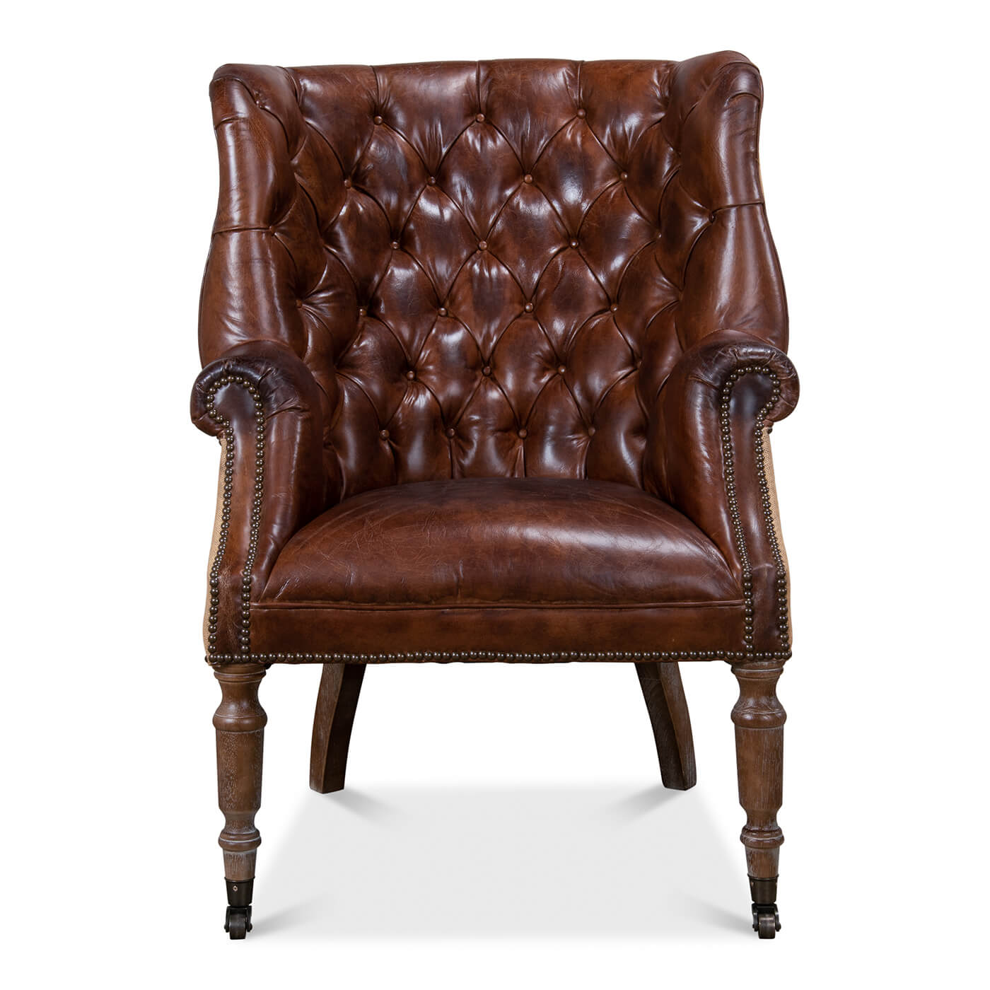 Georgian Barrel Back Jute Wingchair - English Georgian America