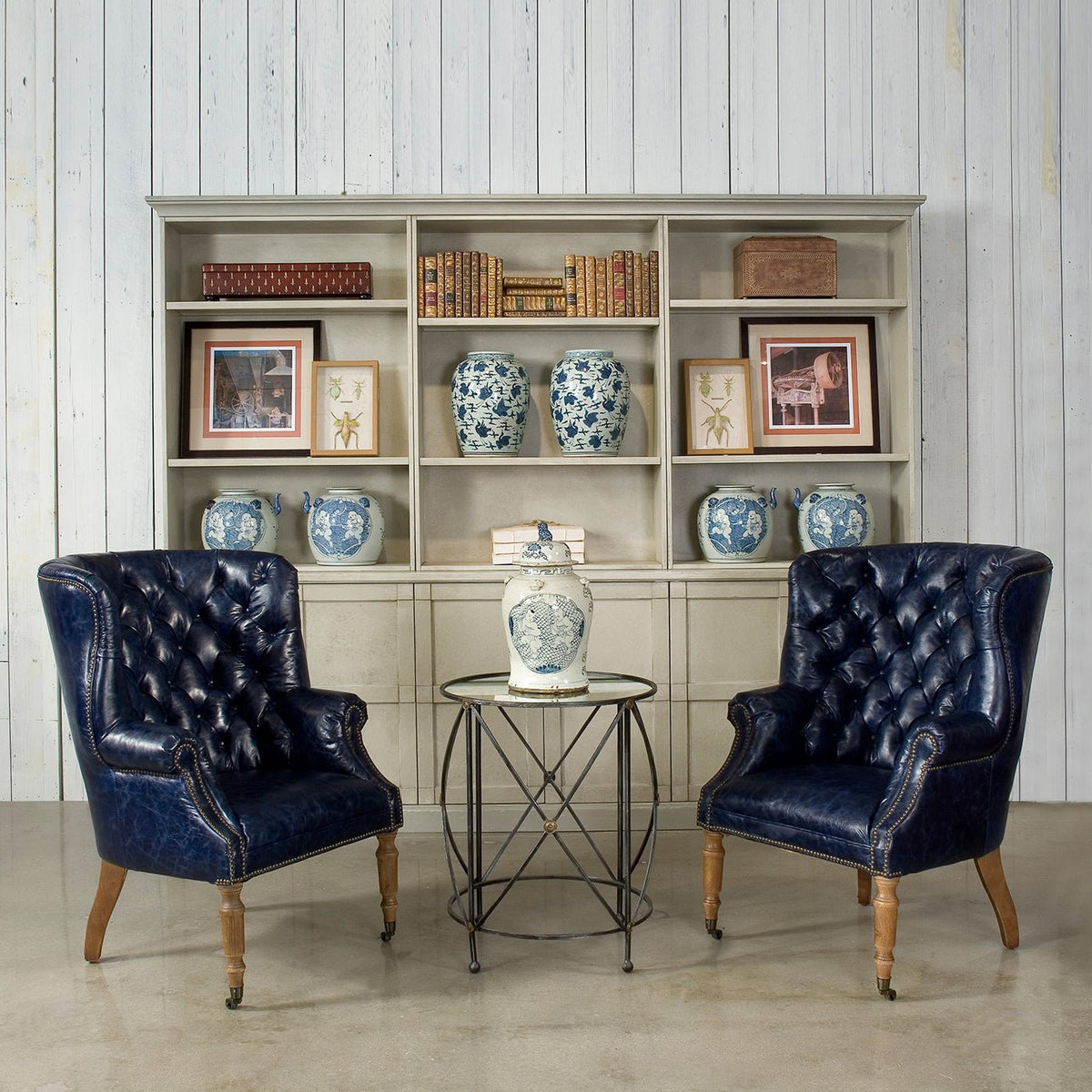 Georgian Barrel Back Wingchair - Chateau Blue - English Georgian America