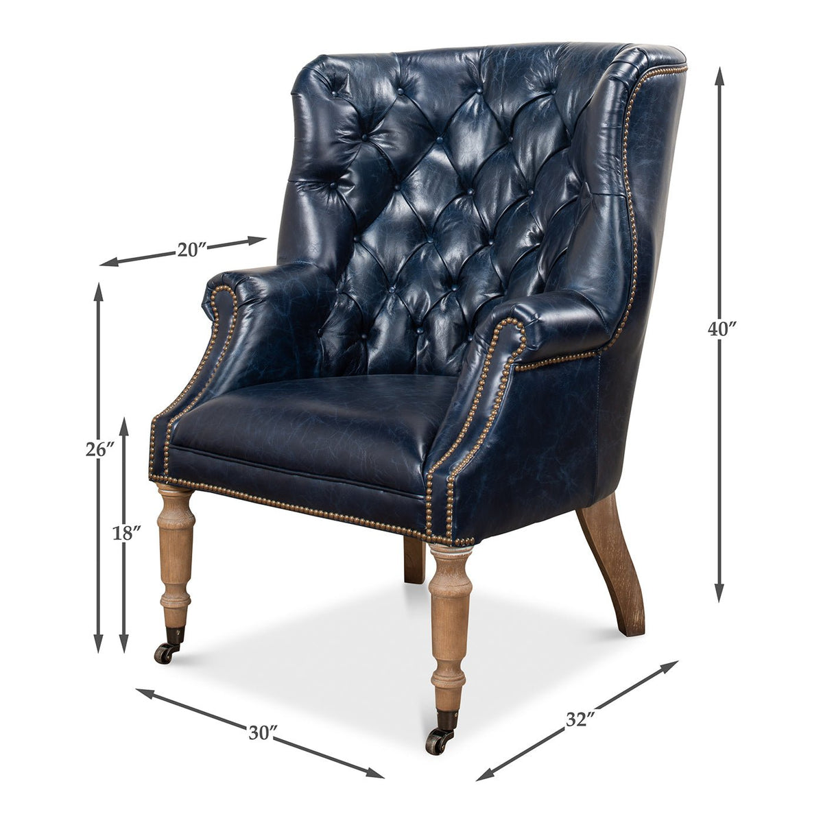Georgian Barrel Back Wingchair - Chateau Blue - English Georgian America