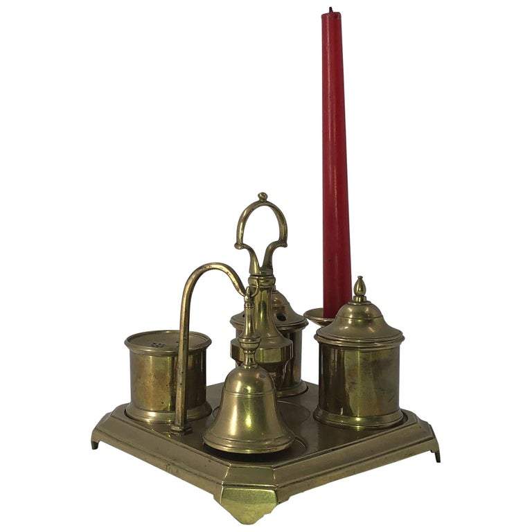 Georgian Brass Inkwell - English Georgian America