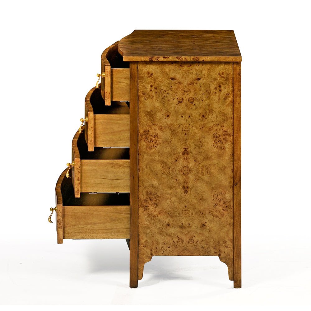 Georgian Burl Bowfront Chest - English Georgian America