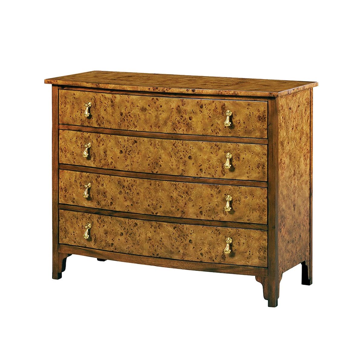 Georgian Burl Bowfront Chest - English Georgian America