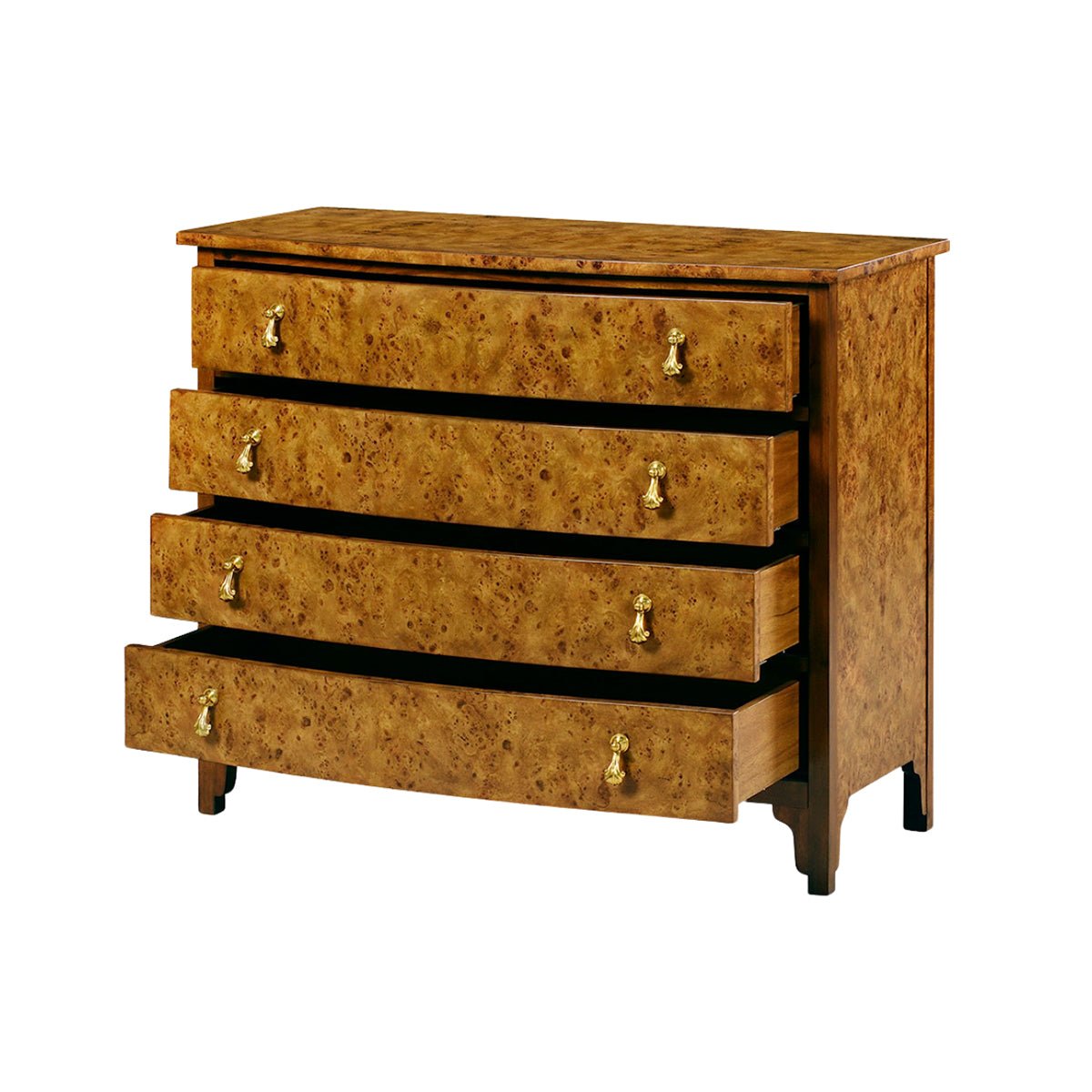 Georgian Burl Bowfront Chest - English Georgian America