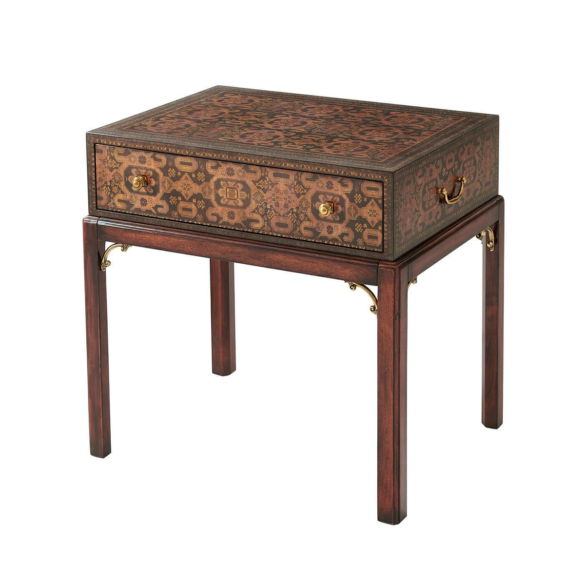 Georgian Decoupage End Table - English Georgian America