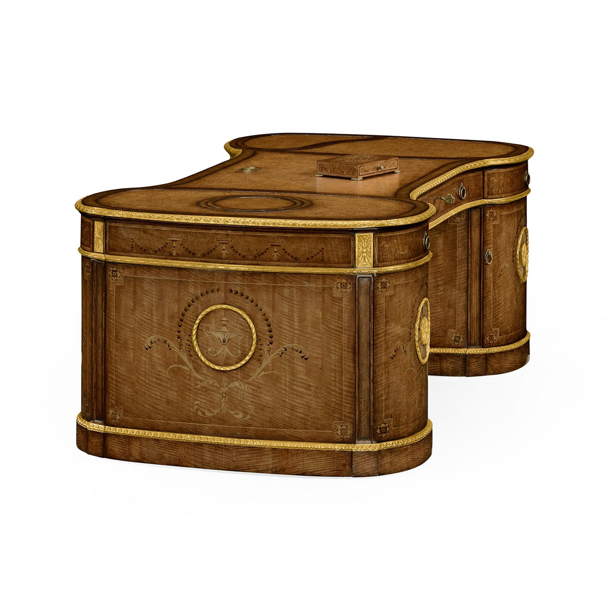 Georgian Leather Top Pedestal Desk – Adam Style - English Georgian America