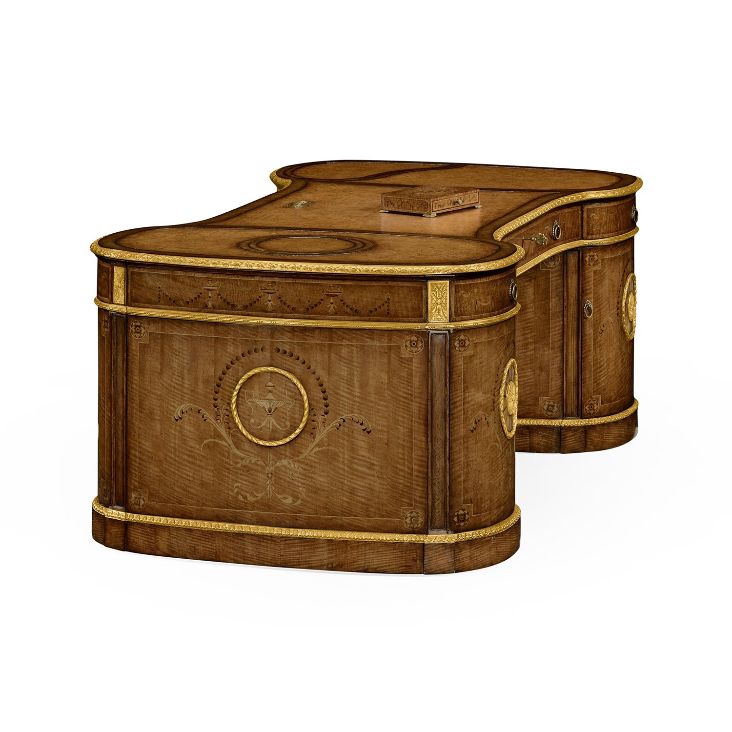 Georgian Leather Top Pedestal Desk – Adam Style - English Georgian America