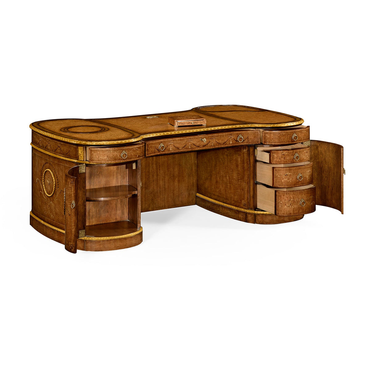 Georgian Leather Top Pedestal Desk – Adam Style - English Georgian America