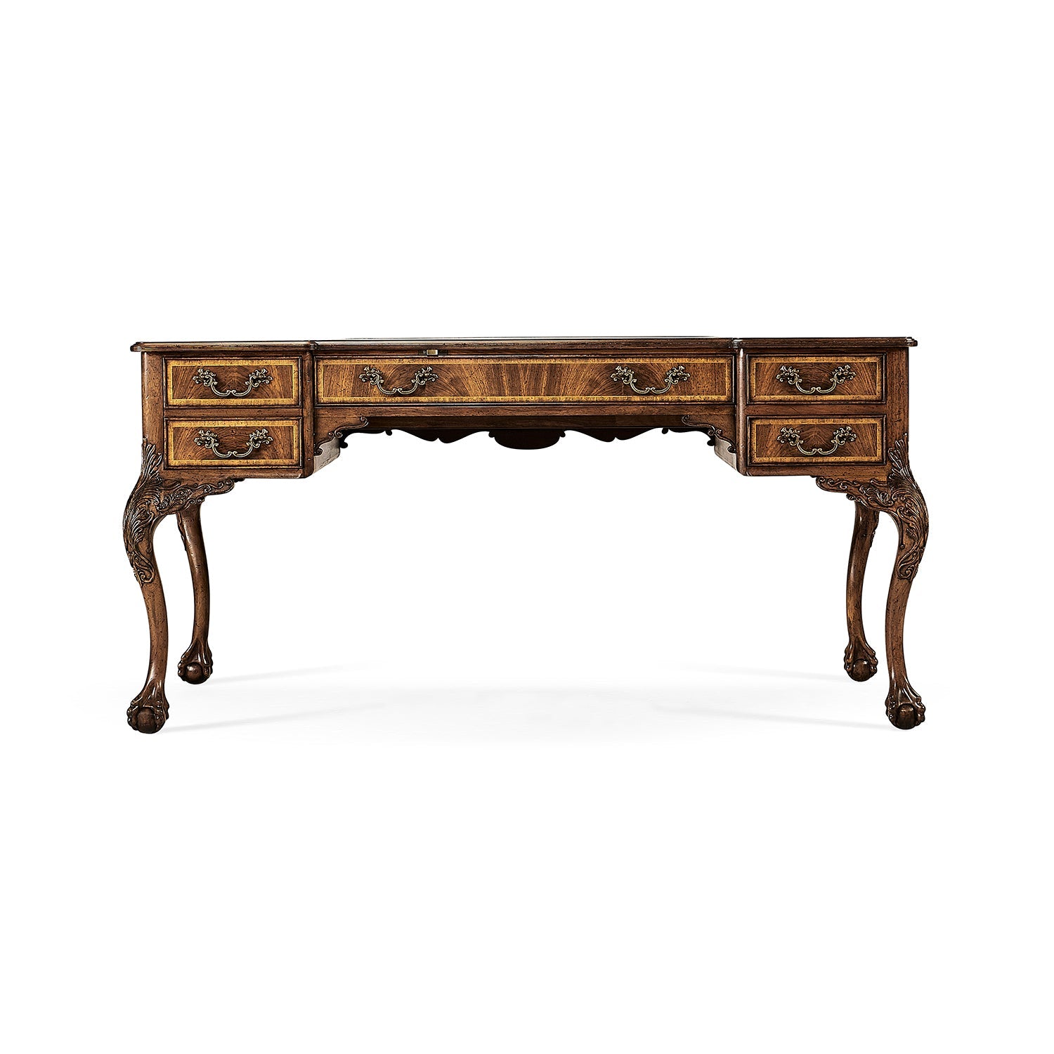 Georgian Style Walnut Leather Top Desk - English Georgian America
