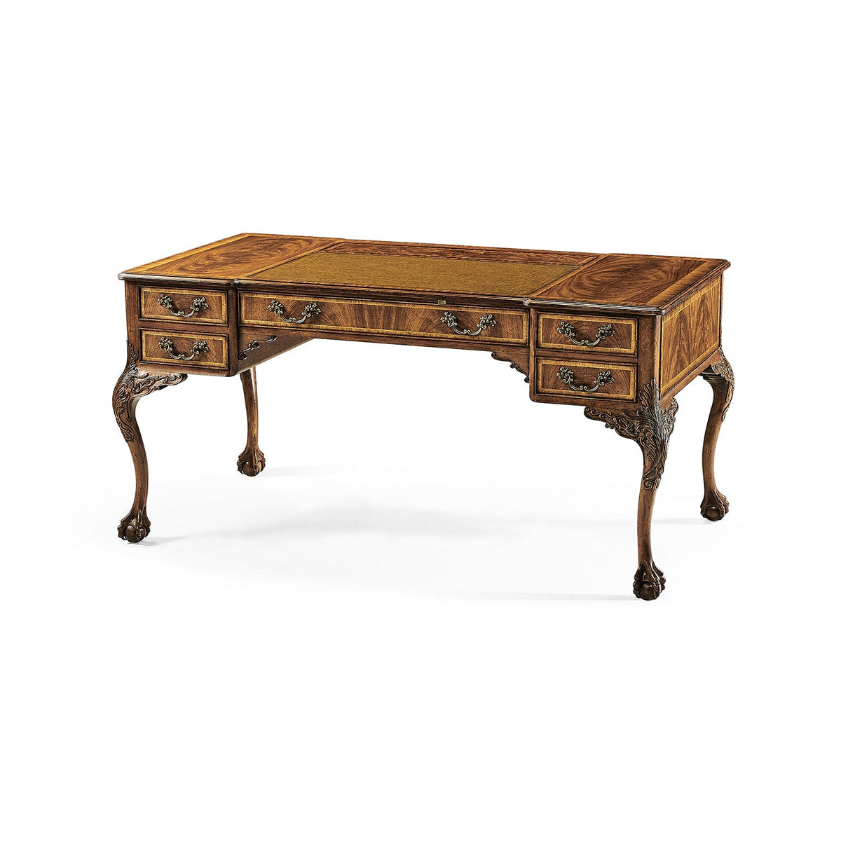 Georgian Style Walnut Leather Top Desk - English Georgian America