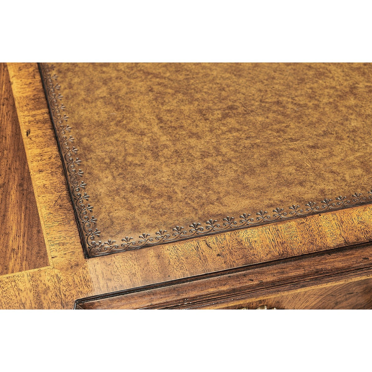 Georgian Style Walnut Leather Top Desk - English Georgian America