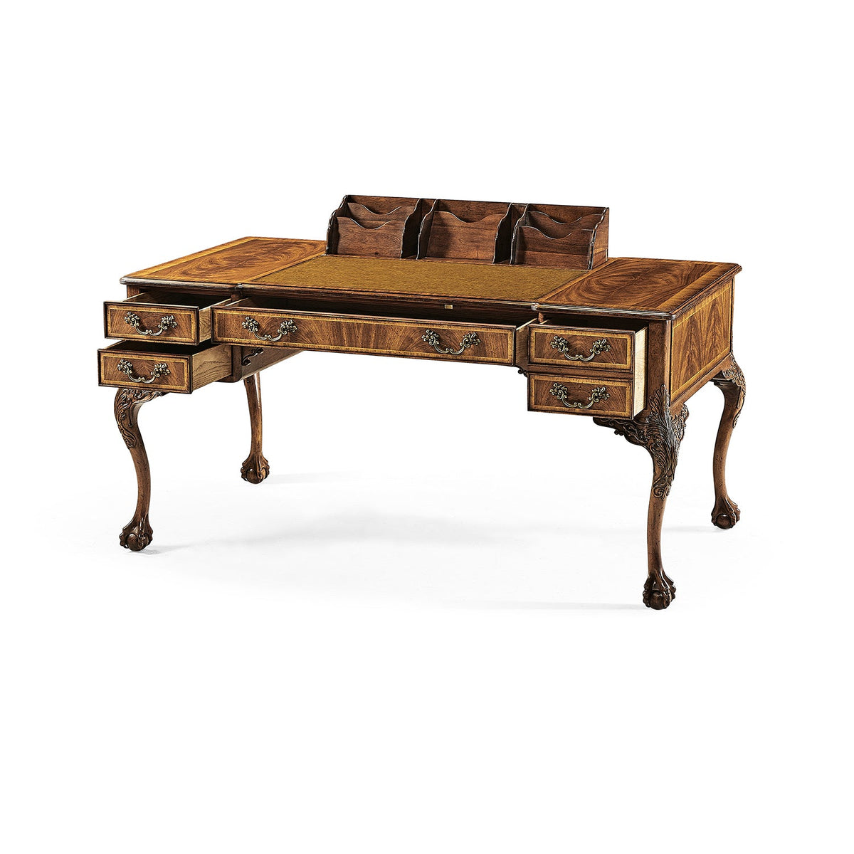 Georgian Style Walnut Leather Top Desk - English Georgian America
