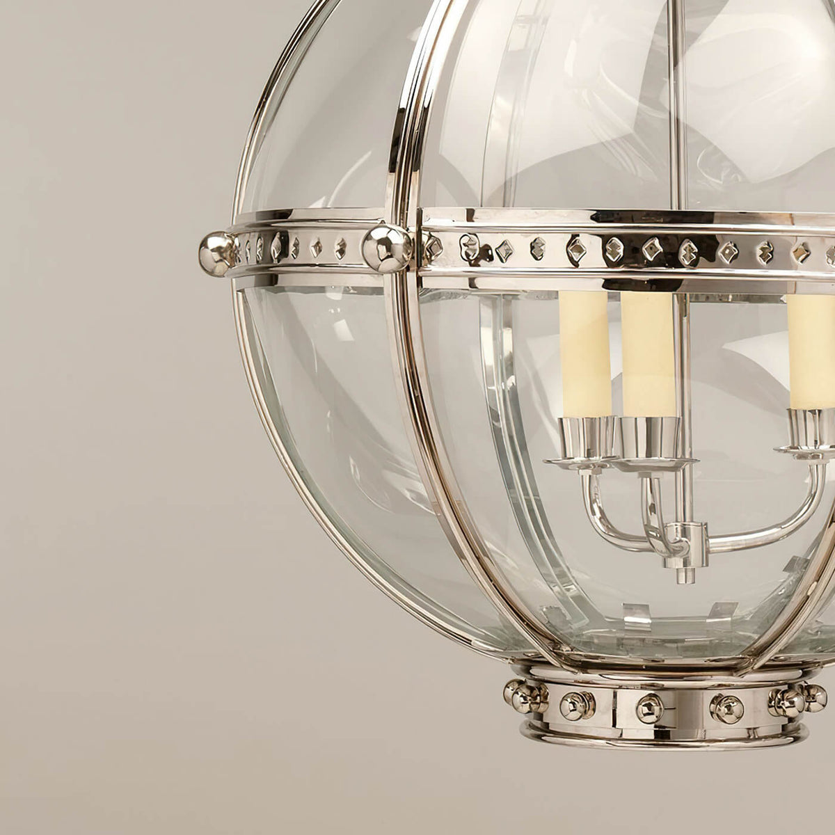 Globe Lantern - Nickel Finish - Large - English Georgian America