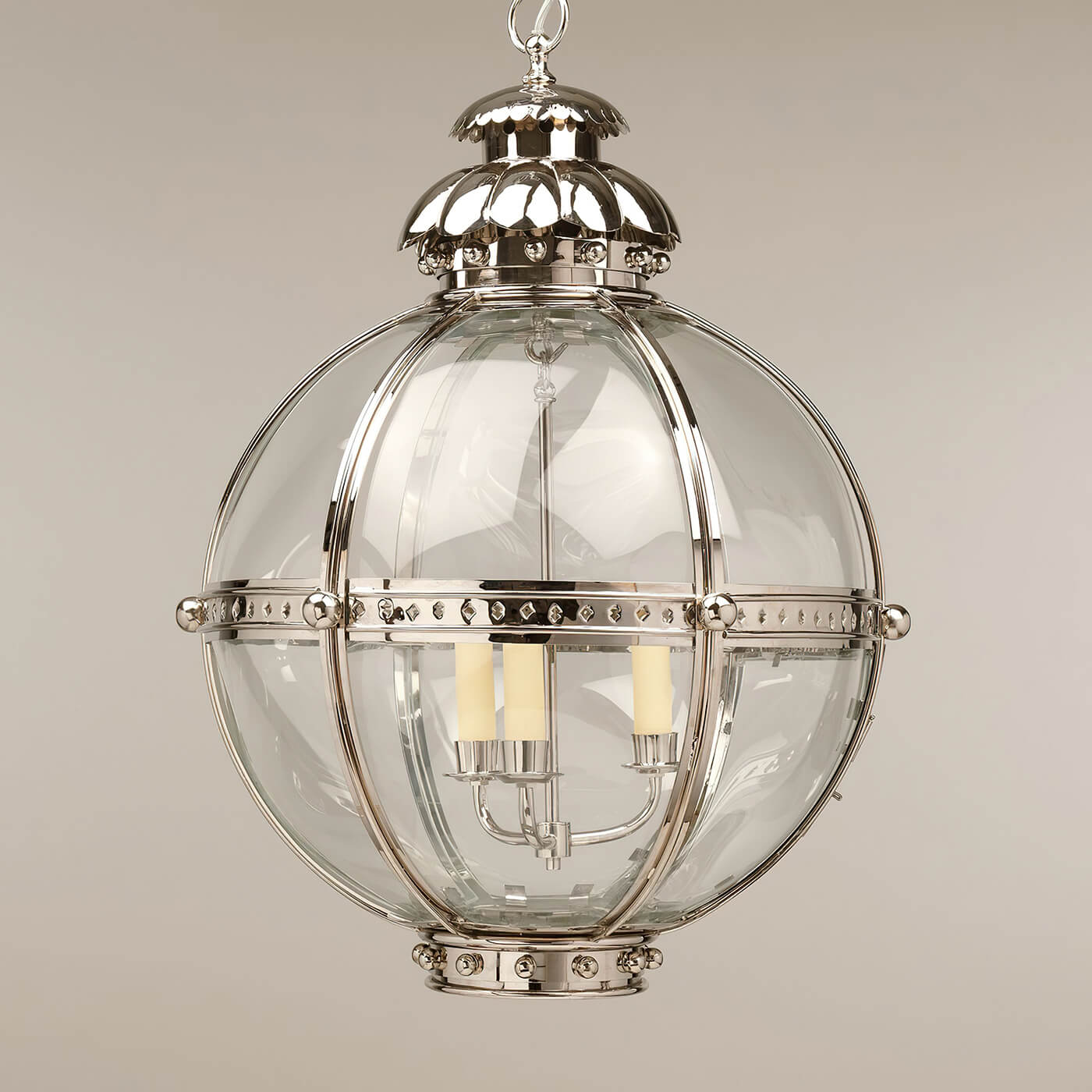 Globe Lantern - Nickel Finish - Large - English Georgian America