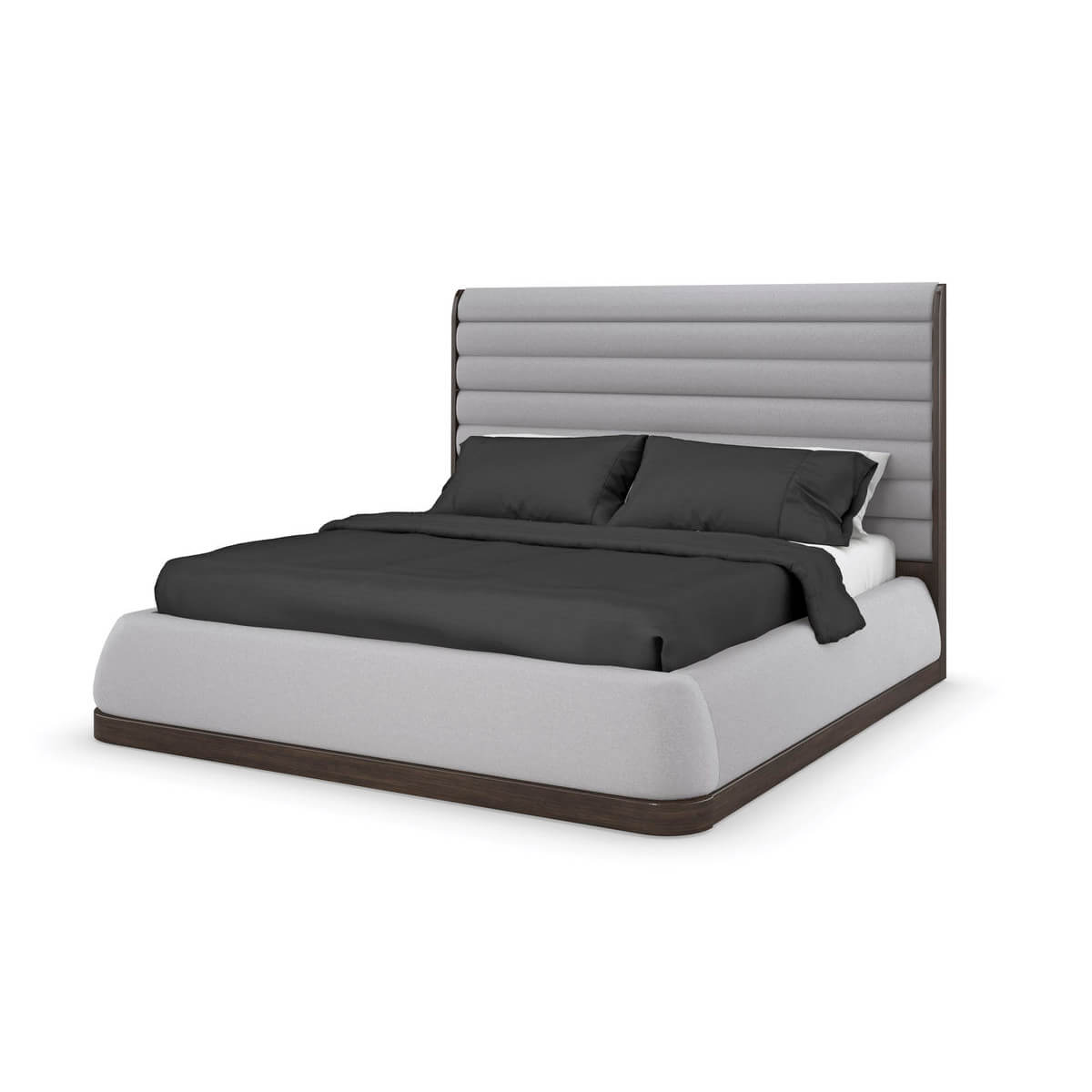 Gray Channeled King Bed - English Georgian America