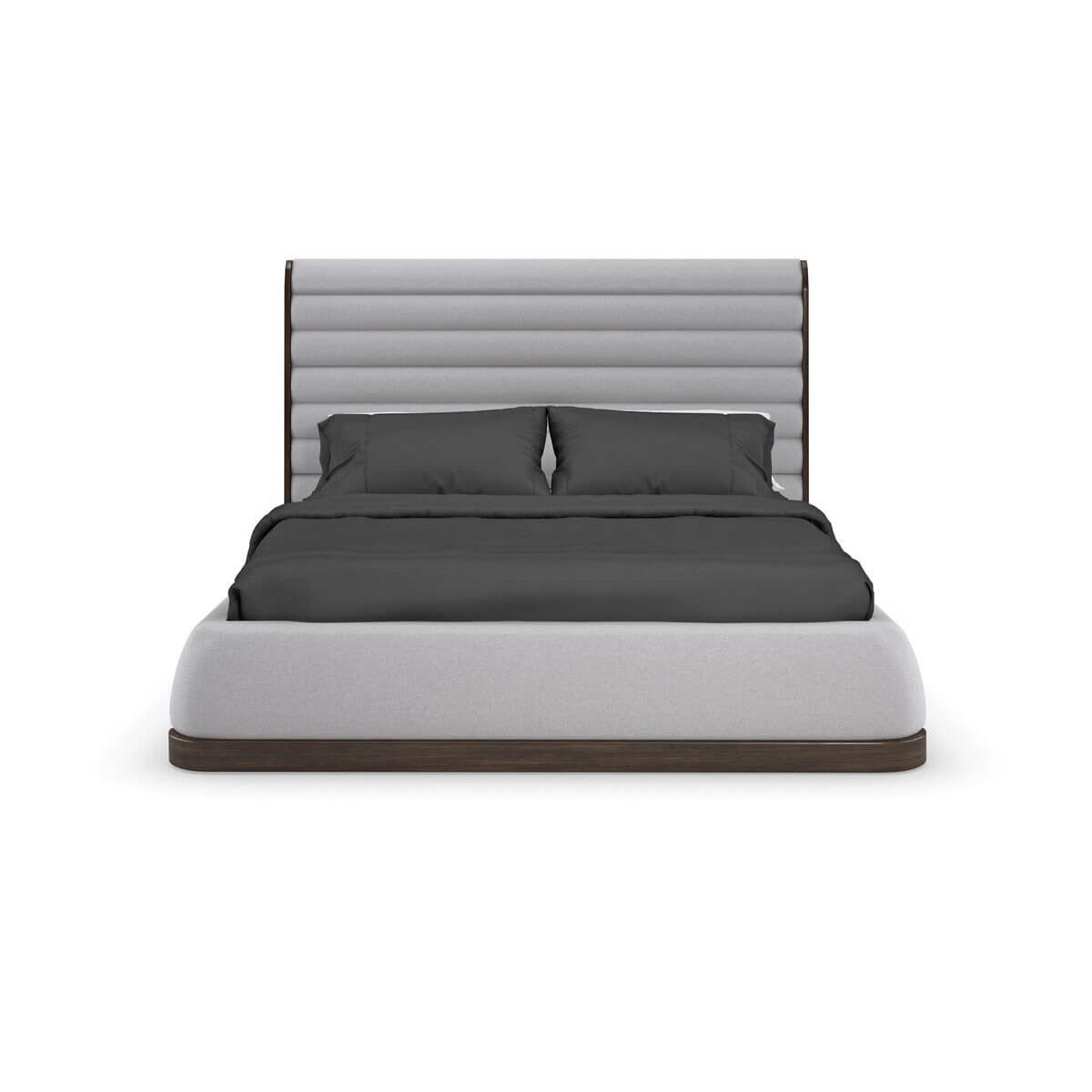 Gray Channeled King Bed - English Georgian America