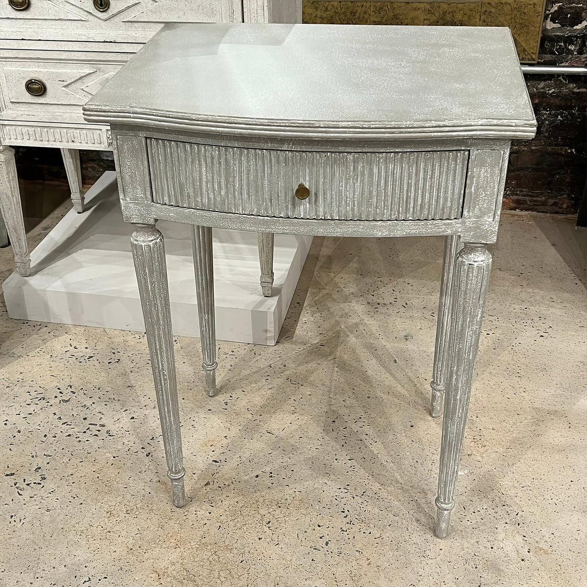 Gray Gustavian Side Table - English Georgian America