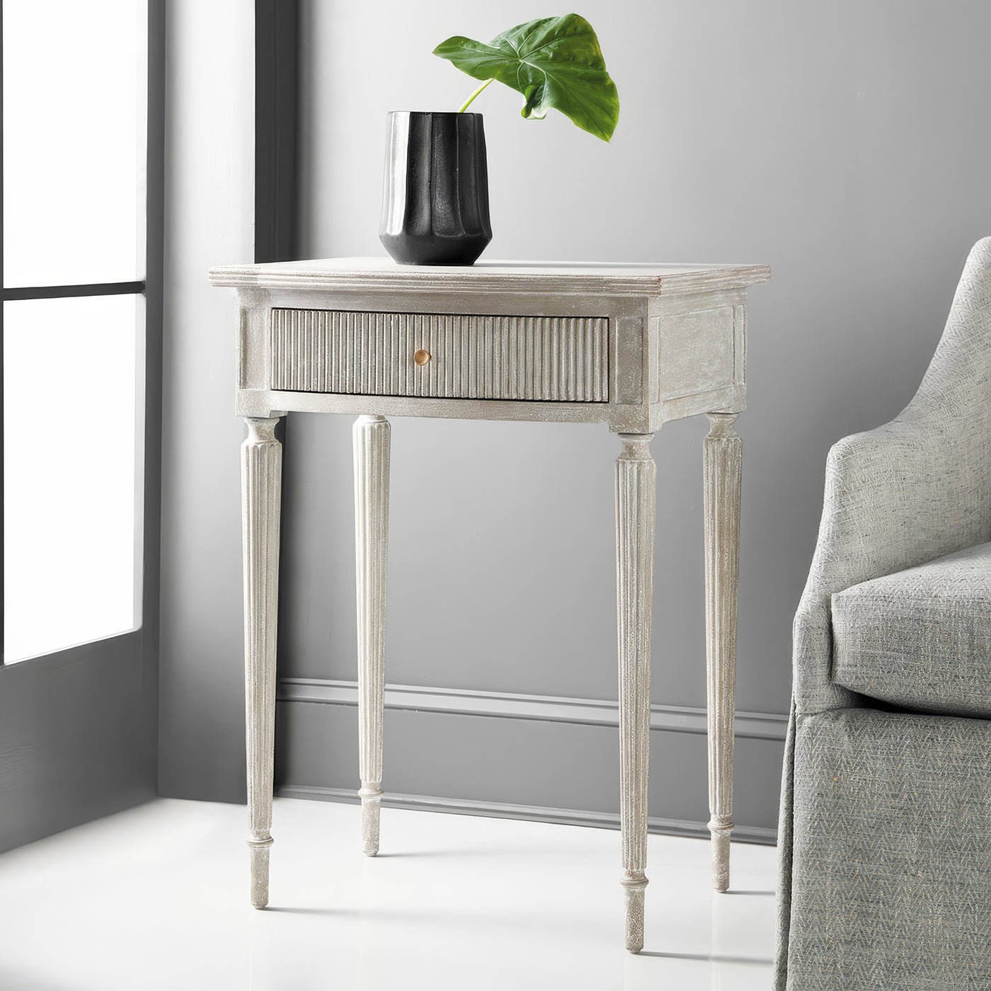 Gray Gustavian Side Table - English Georgian America