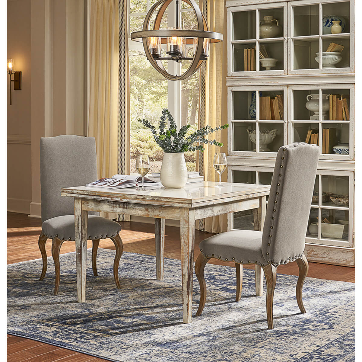Gray Italian Draw Leaf Extension Table - English Georgian America