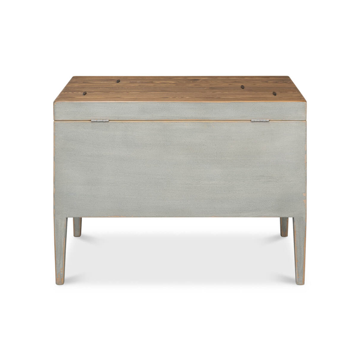 Gray Painted Rustic Pine Trunk Table - English Georgian America