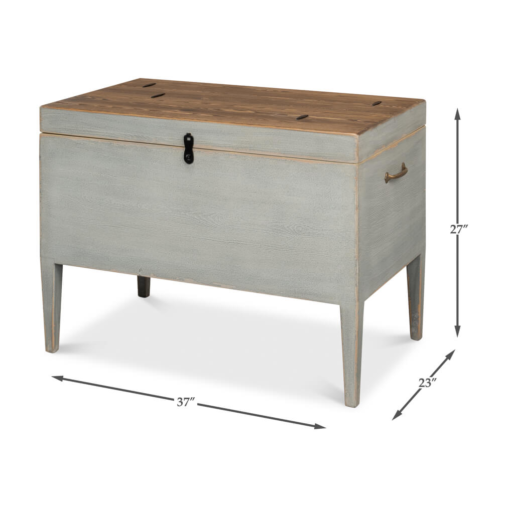 Gray Painted Rustic Pine Trunk Table - English Georgian America