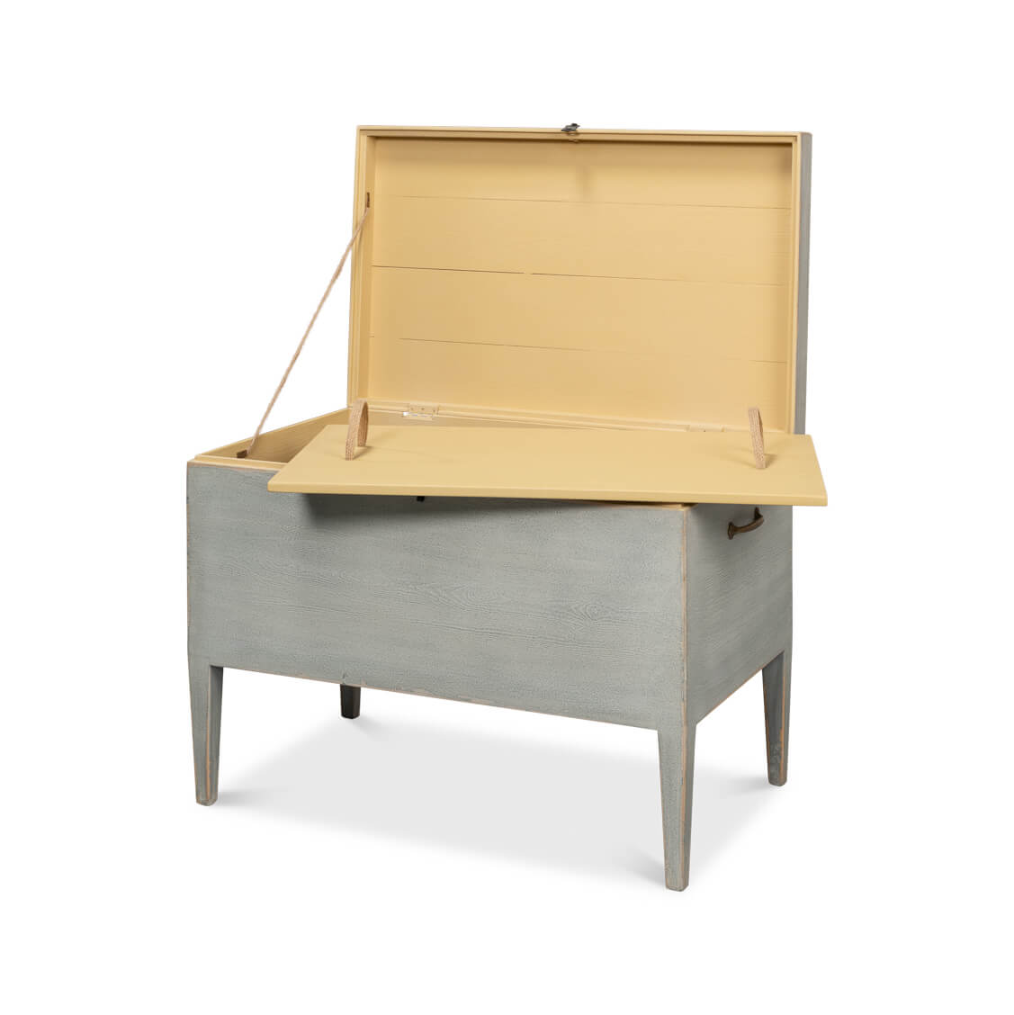 Gray Painted Rustic Pine Trunk Table - English Georgian America