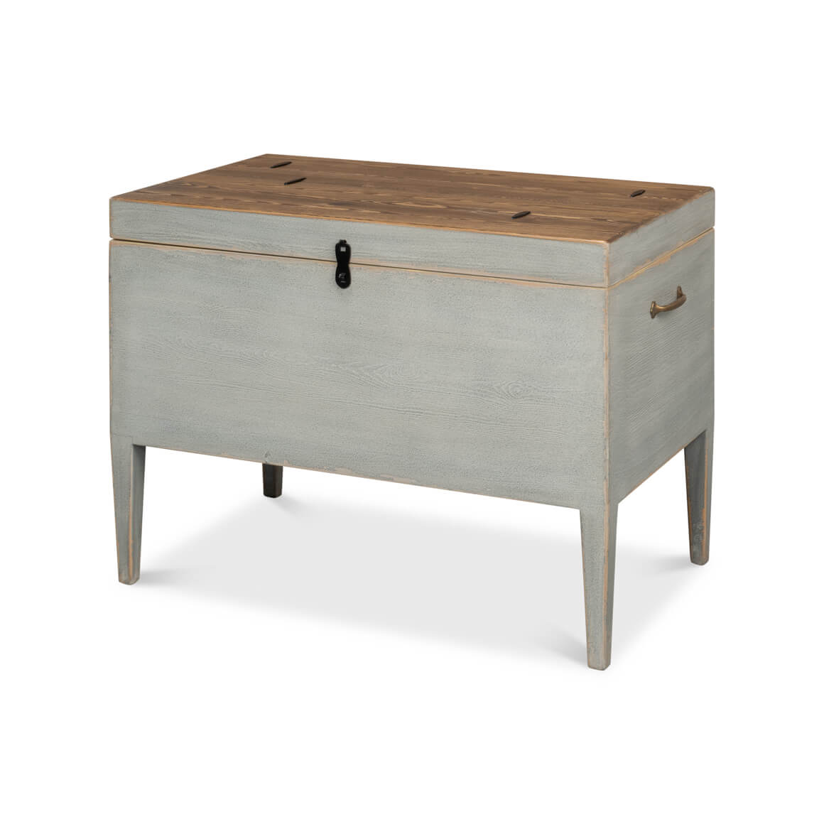Gray Painted Rustic Pine Trunk Table - English Georgian America