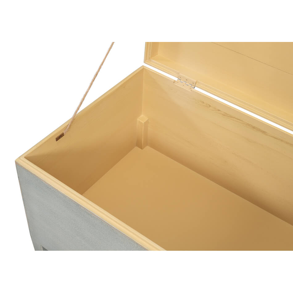 Gray Painted Rustic Pine Trunk Table - English Georgian America