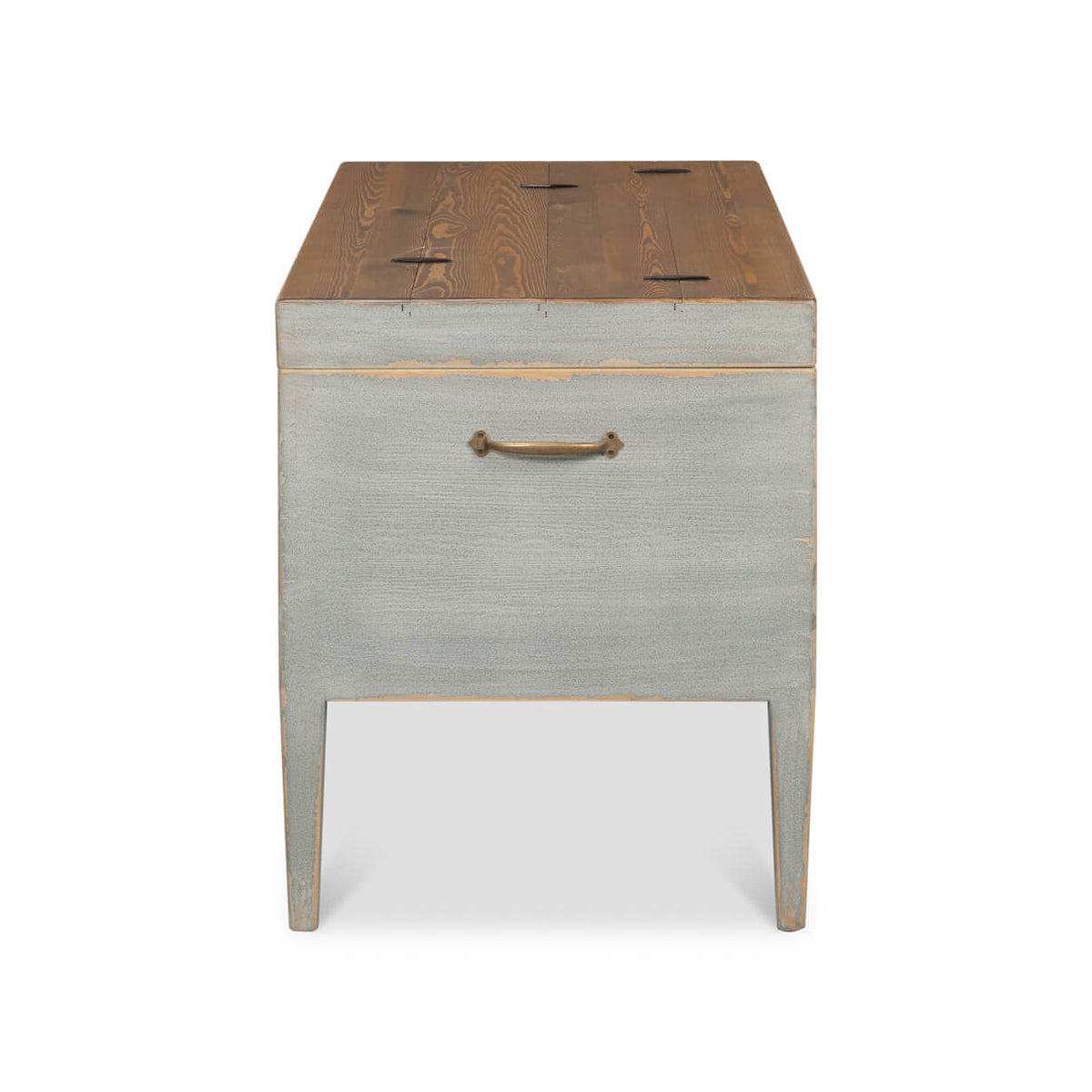 Gray Painted Rustic Pine Trunk Table - English Georgian America