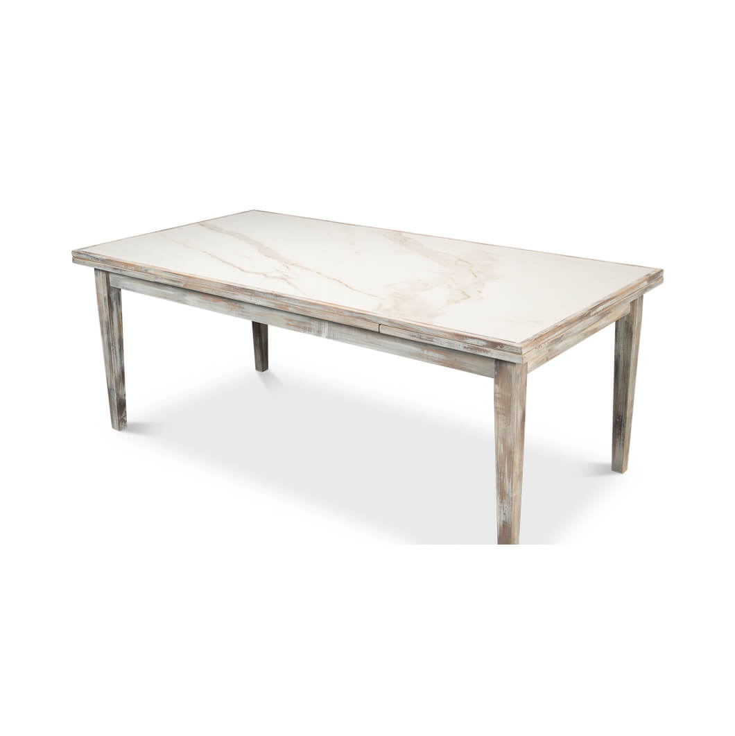 Gray Wash Italian Draw Leaf Table - English Georgian America
