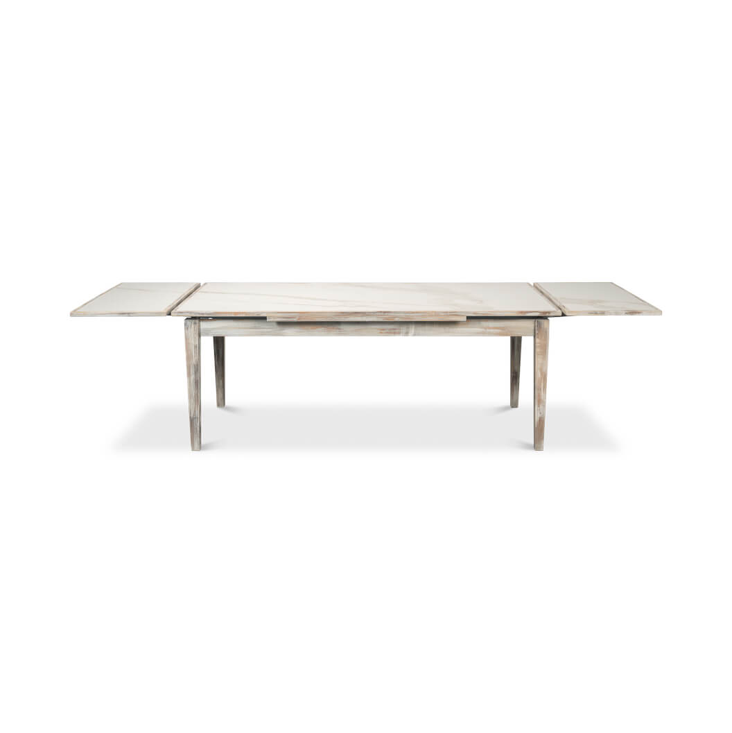Gray Wash Italian Draw Leaf Table - English Georgian America
