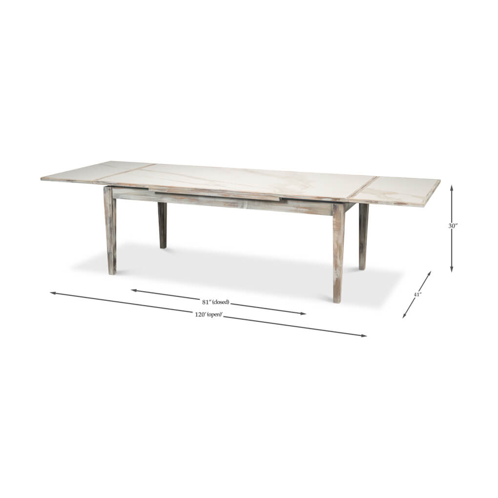 Gray Wash Italian Draw Leaf Table - English Georgian America
