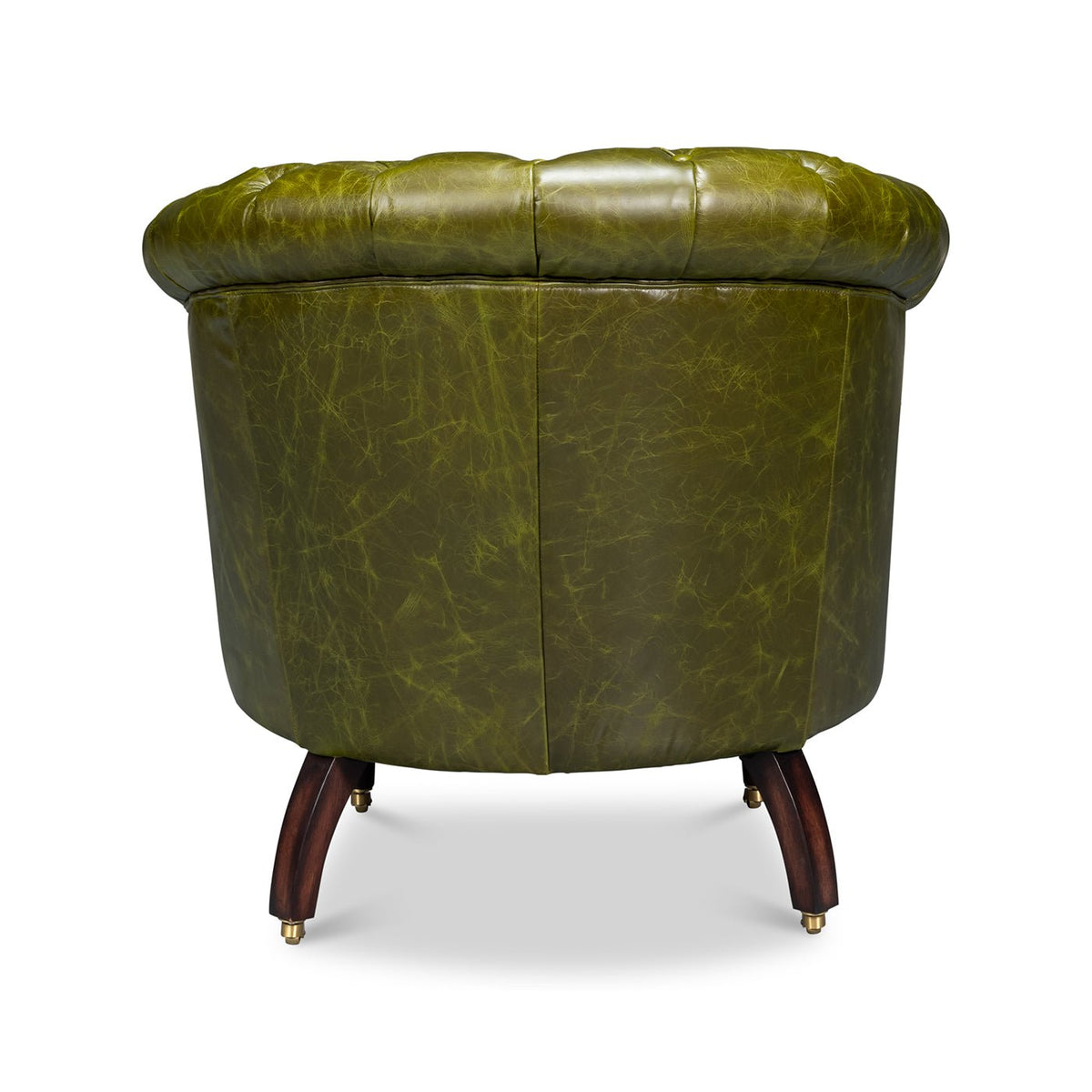 Green Leather Barrel Back Chair - English Georgian America