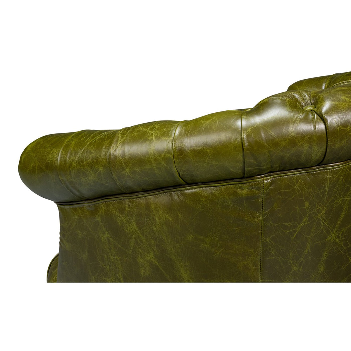 Green Leather Barrel Back Chair - English Georgian America