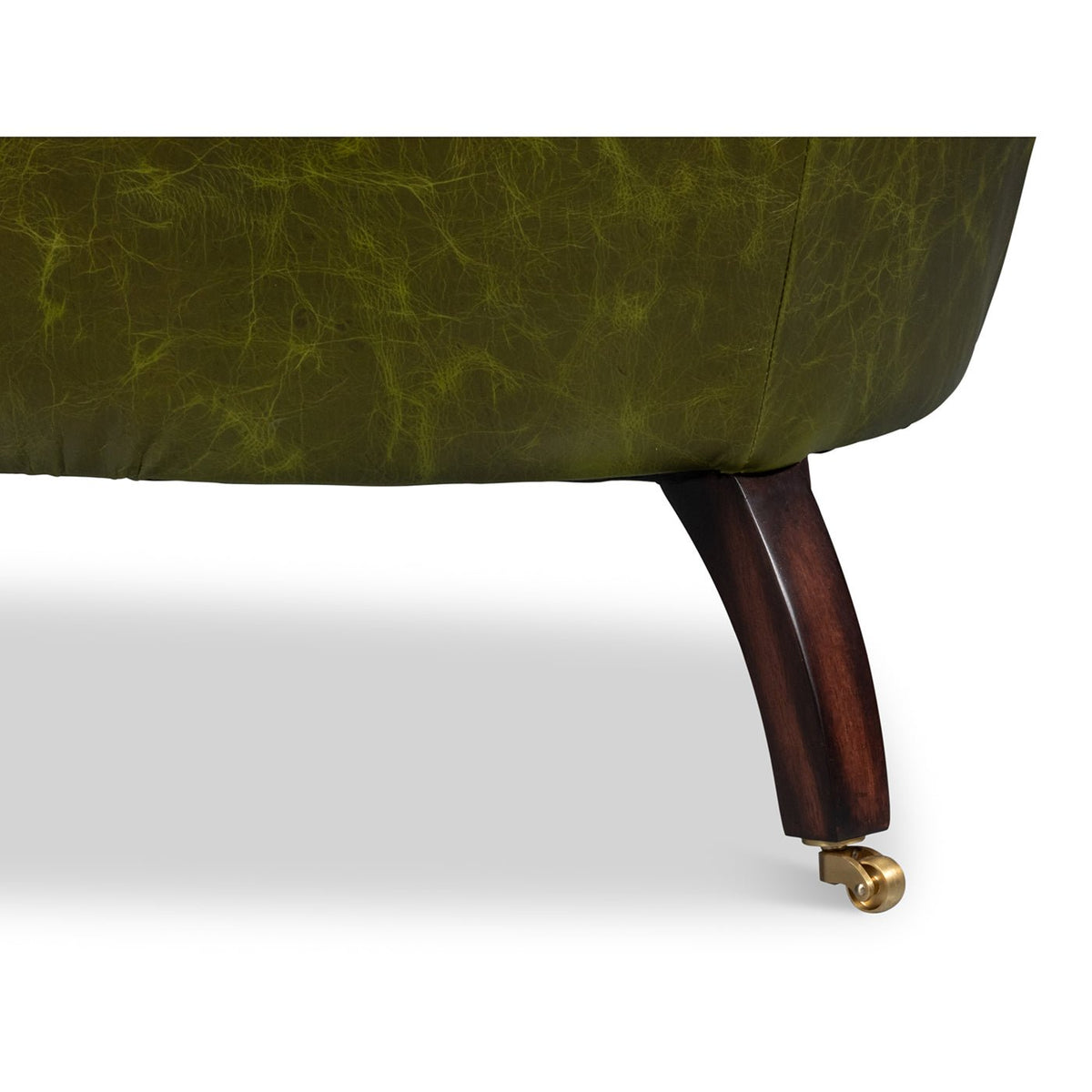 Green Leather Barrel Back Chair - English Georgian America