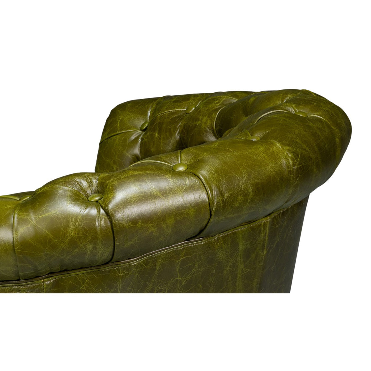 Green Leather Barrel Back Chair - English Georgian America