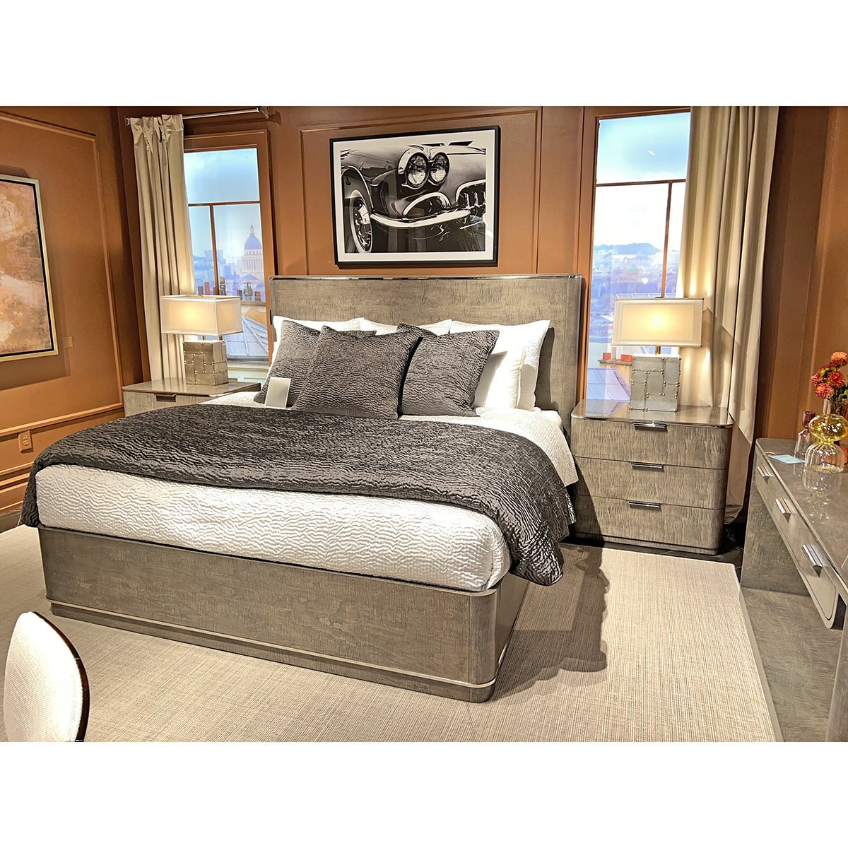 Grey Art Deco Bed Frame - English Georgian America