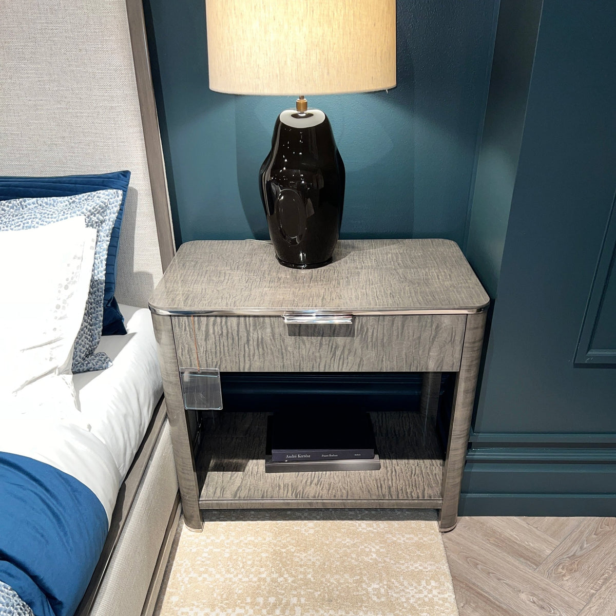 Grey Art Deco Style Nightstand - English Georgian America