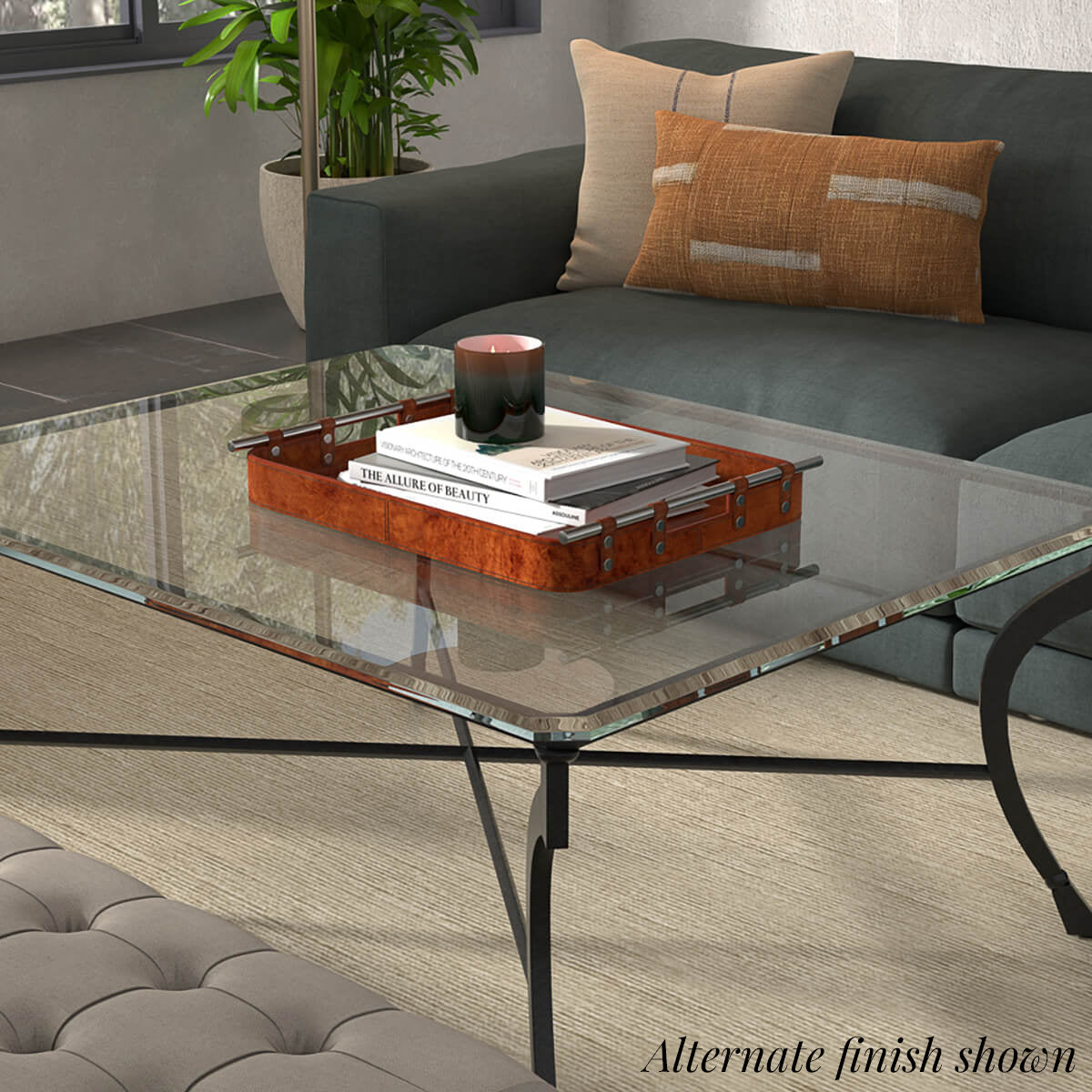 Grey Leather Tray - English Georgian America