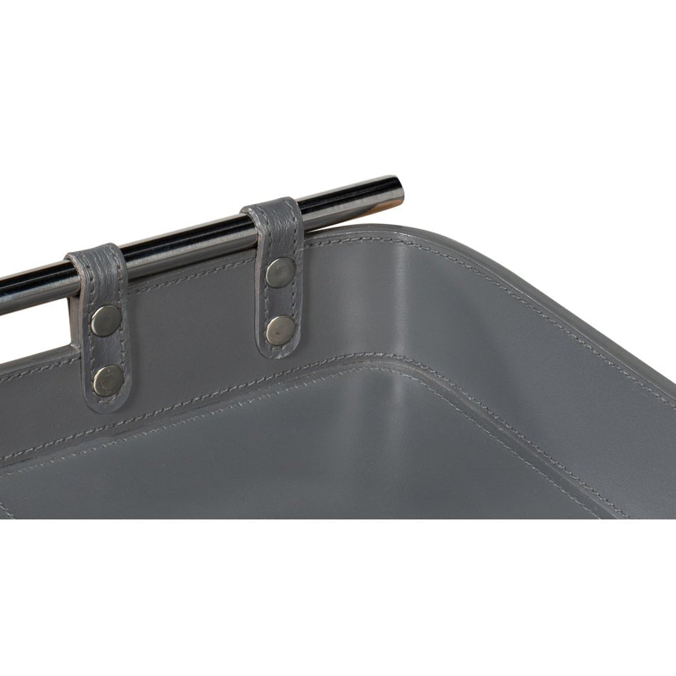 Grey Leather Tray - English Georgian America