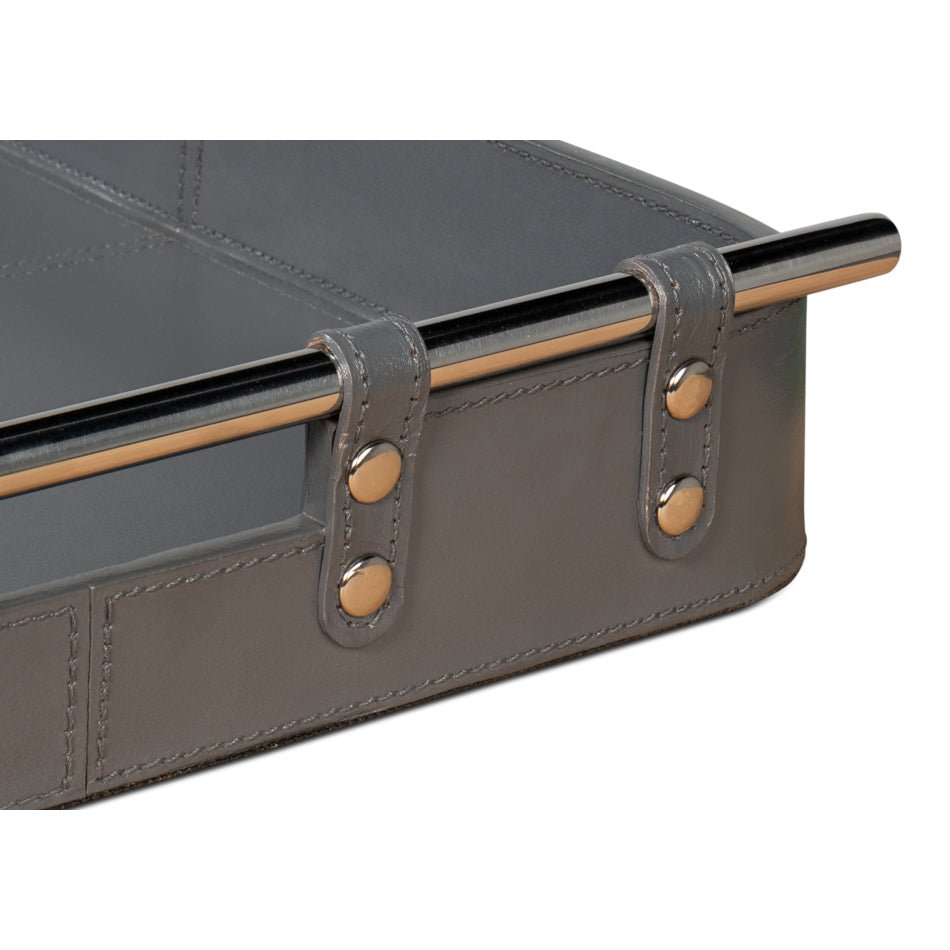 Grey Leather Tray - English Georgian America