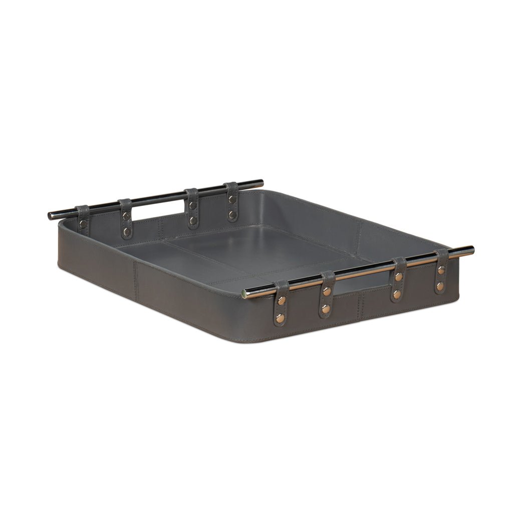 Grey Leather Tray - English Georgian America