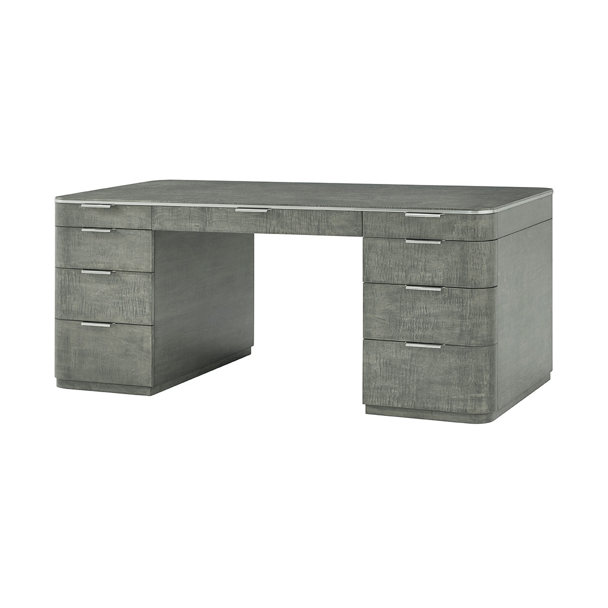 Grey Mid Century Pedestal Desk - English Georgian America