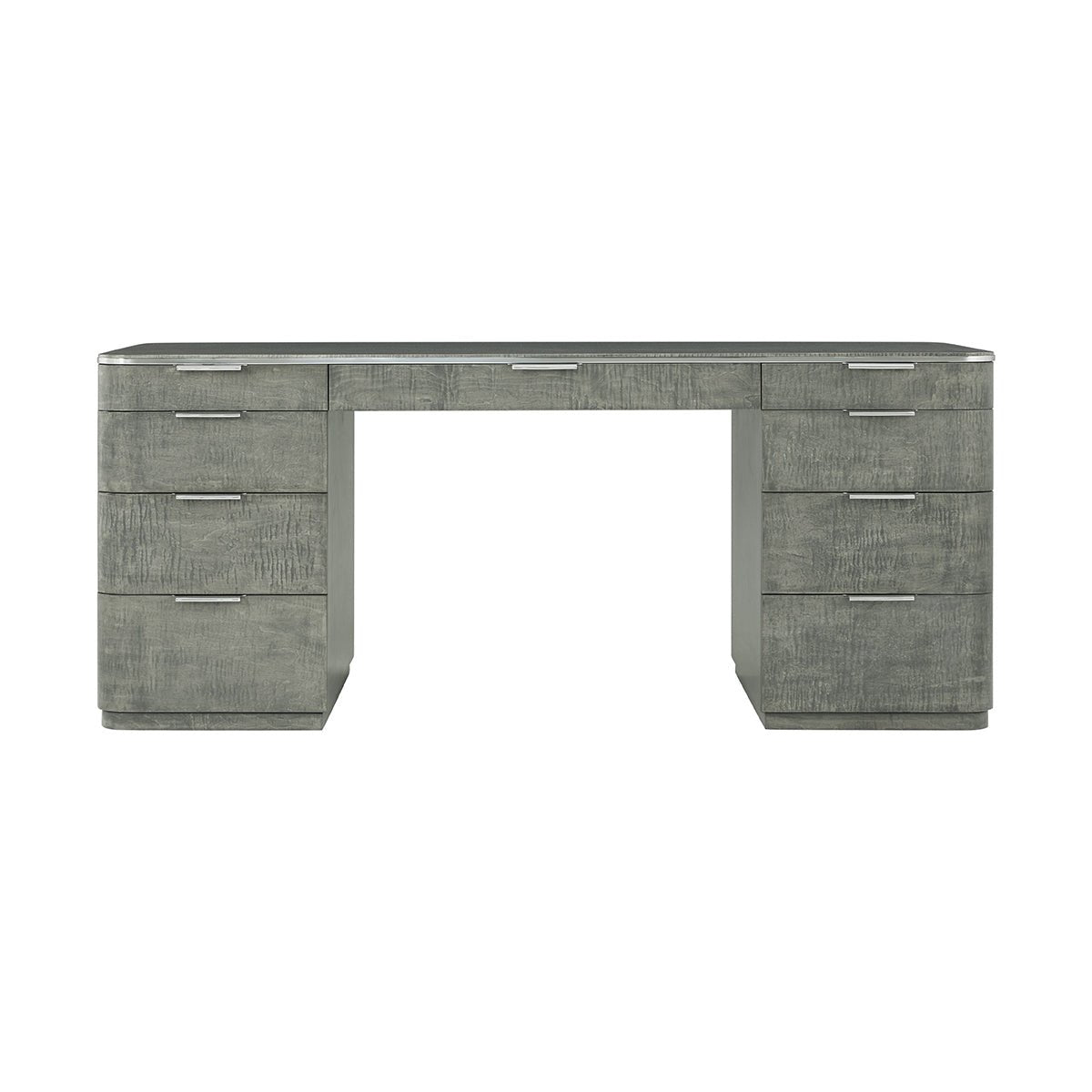 Grey Mid Century Pedestal Desk - English Georgian America