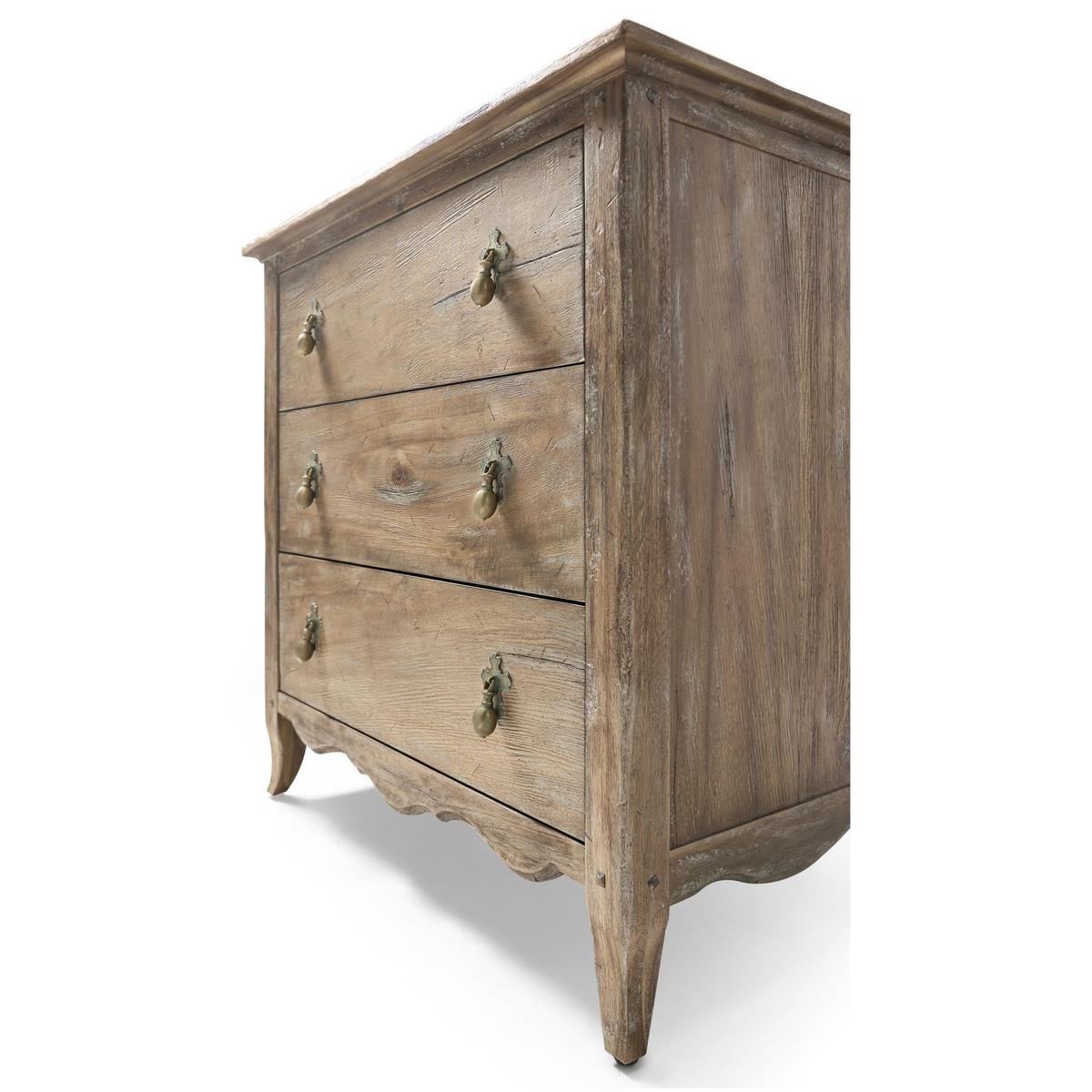 Greyed Oak Country 3 - Drawer Chest - English Georgian America