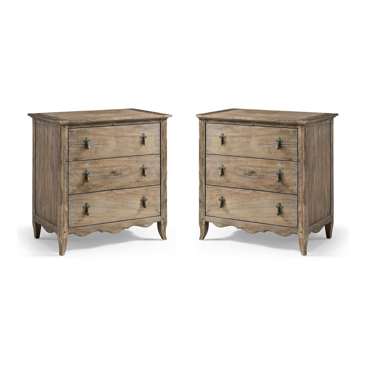 Greyed Oak Country 3 - Drawer Chest - English Georgian America
